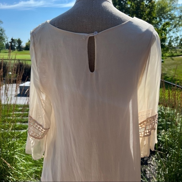 Giulia Italy Silk Crochet Flowy Bohemian Babydoll Dress - Picture 12 of 15